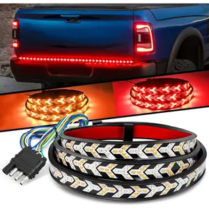 Truck Tailgate Light Strip 60Inch Arrow 540 LED with Red Running Brake Lights Amber Turn Signals Strobe Lights Super Bright Dual-Color Flexible LED Light Bar Kit for Pickup Trucks Trailers Cars SUV RV VAN led  car  ambient  light