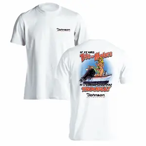 Johnson Outboard Motor Double-Sided Printed Shirt, Vintage Nautical Pattern T-Shirt, Soft Cotton Blend Shirt, Unisex Vintage Humorous Apparel, Suitable for Nautical Enthusiasts, Fishermen, a Gift for Father or Husband