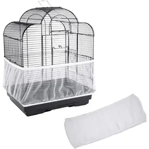 Nylon Mesh Net Cover Guard Pet Birds Parrot Cage Seed Catcher Soft Ventilated Birdcage Skirt M Size White
