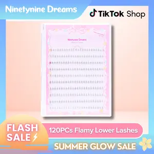 Ninetynine Dreams 120PCs Flamy Lower Lashes | C Curl Ultra-Thin Band Lightweight 6–7mm Soft Natural Daily Comfortable Bottom Lashes — Beginner Friendly Makeup Essential DIY Bottom False Eyelashes For Everyday Natural Makeup