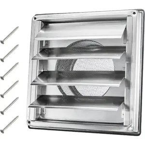 4" Metal Dryer Vent Cover Outside with Pest Guard Screen, 304 Stainless Steel Outdoor Exterior Wall Air Vent Cover with 6 Screws and Rubber Gasket for Bathroom Exhaust Vent Office Home