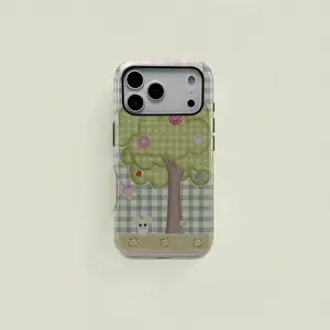 Plaid Tree Butterfly Mouse Phone Case, Durable Two-In-One Protection, Fits iPhone 17 16 15 14 13 12 11 Pro Max Plus, Galaxy S26 S24 S23 S22 Ultra Series