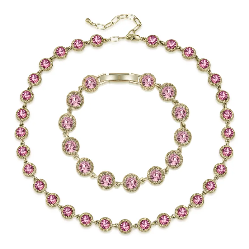 Czech Diamond Necklace & Bracelet Set – Romantic Jewelry Gift for Girlfriend, Anniversary & Birthday