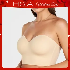 HSIA Iris Longline Strapless Bra for Women, Anti-Slip Support Corset for Large Bust Convertible Bustier Bandeau for Big Breasts