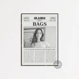 Clairo Retro Newspaper Print, Bags Poster, Bags Lyric Print, Clairo Poster, Immunity, diary 001, Sling Poster
