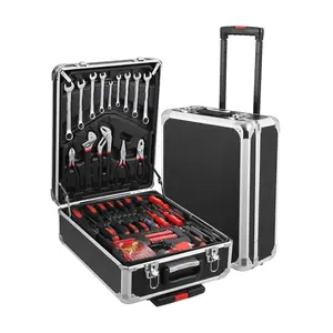 GARVEE 800 Piece Tool Kit with Aluminum Trolley Case, Socket Wrench Set, Mechanic Rolling Tool Box, House Repair Kit, and Household Hand Tools with Tool Belt for Versatile Use