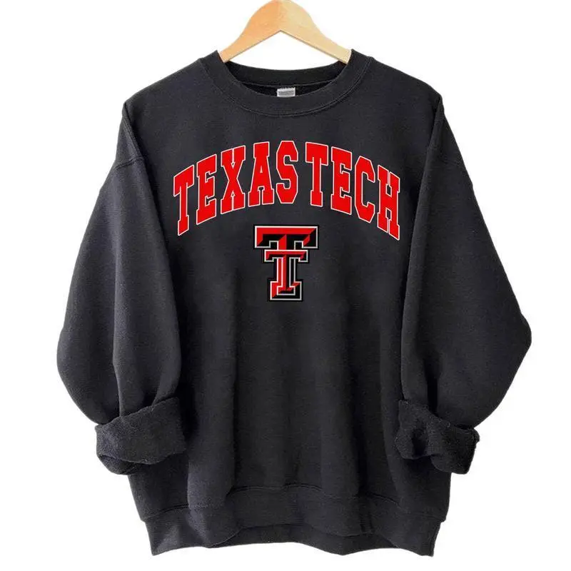 Red and Black Vintage College Sweatshirt, Varsity Letter Graphic Crewneck, Unisex Game Day Pullover