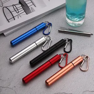 Metal Aluminum Storage Tube Set, Stainless Steel Collapsible Straw Packaging Tin Can Cover (1pc), Durable & Portable Design, Drinkware