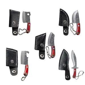 Portable Mini Knife Set with Sheath, 5 Counts/set Stainless Steel Keychain Knife, Portable Fruit Knife, Pocket Knife for Outdoor Camping, Stainless Steel Knives, Camping Tools