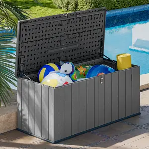 AOXUN 160 Gallon Outdoor Storage Box - 21 Cu.ft /35 Cu.FtHDPE Waterproof Deck Box, Lockable & Spring-Assisted Lid for Patio Garden Pool Cushions Tools Gray