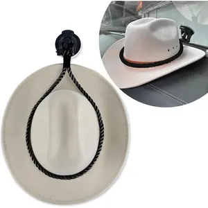 Cowboy Hat Mounts - Suction Cup with Hat Holder Rack for Secure Carry, Black, Auto Universal Interior Accessories for SUVs