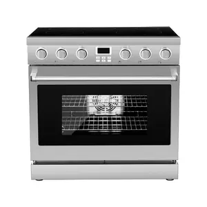 VEVOR 36 in Electric Range Oven, 6.0 Cu. Ft. Capacity Compact Freestanding Oven, Stainless Steel Kitchen Stove, with 5 Burners, Digital Screen Button Control, Easy Reach Racks for RV(No Power Cord)