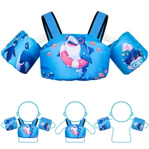 Toddler Swim Vest for 22-66 Ibs Boys Girls with Adjustable Shoulder Harness Arm Wings Detachable Floating Sleeves Ideal for Pool Use Kids 3-7 Years EN Standard Safe Support