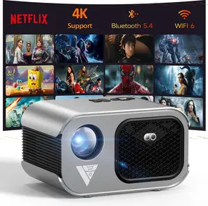 Mini Projector with WiFi and Bluetooth 4K Support, Native 1080P Portable Outdoor Smart Projector, Mirror Screen with Android/iOS/PC Compatible with PC/PS5/Phone/TV Stick (VF340)