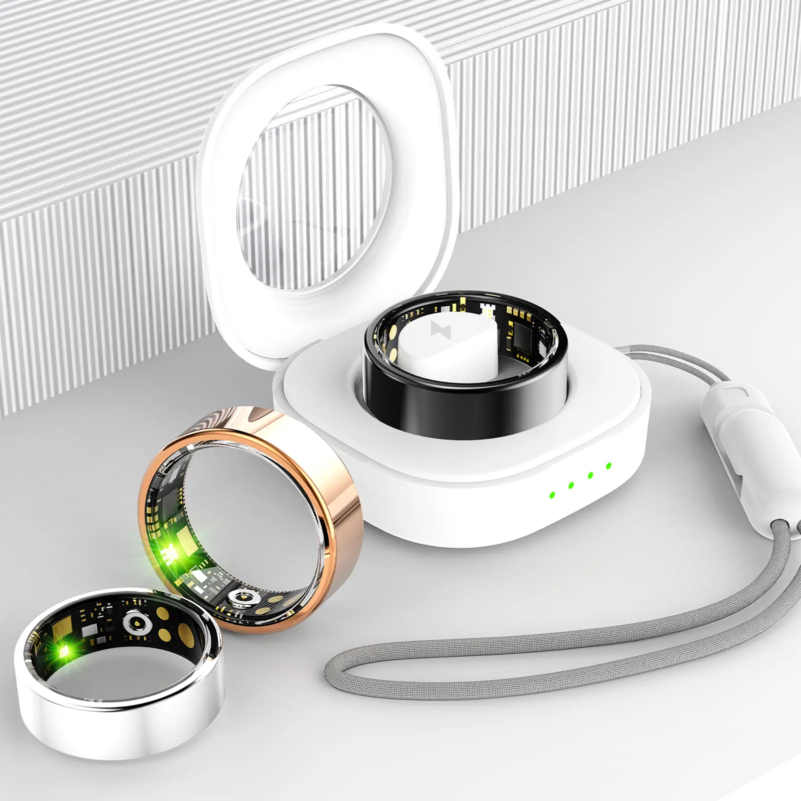 Superpoler Star Smart Ring for Health & Fitness IP68 Waterproof Wearable Workout Tracker with Real-time Sleep Monitoring & 4.0 Sensors for Heart Rate & Blood Pressure
