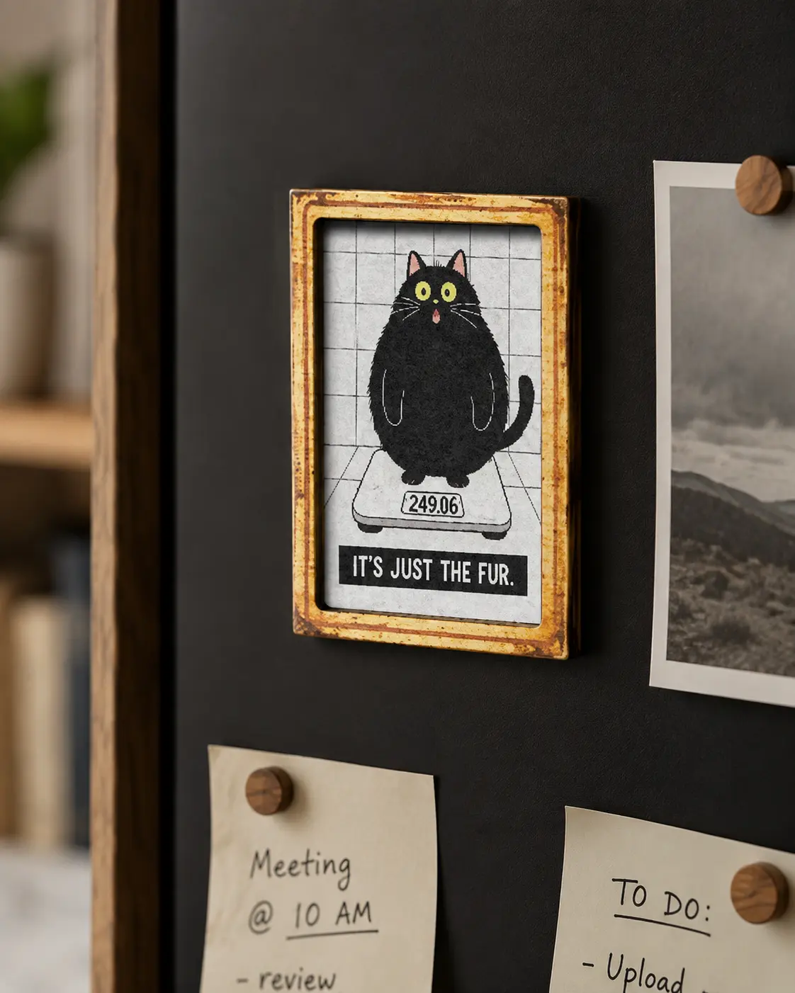 Sarcastic Cat Wood Magnet, Funny Quote Art Frame Fridge Magnet, Retro Chubby Cat Refrigerator Decor, Aesthetic Animal Lover Gift, Quirky Home Accent