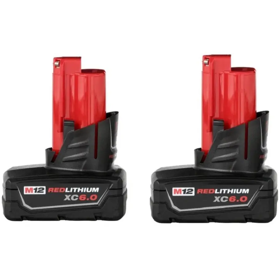 Milwaukee 48-11-2460 M12 REDLITHIUM XC6.0 Battery 1 or 2-Pack for M12 Systems Reliable & Convenient Cordless Operation
