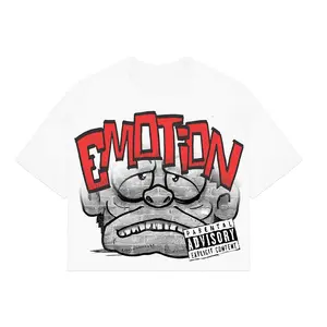 Mixed Emotion Baby Tee - White Monster Cropped - Unisex Cotton Baby Tee Trendy Casual Baby Tee