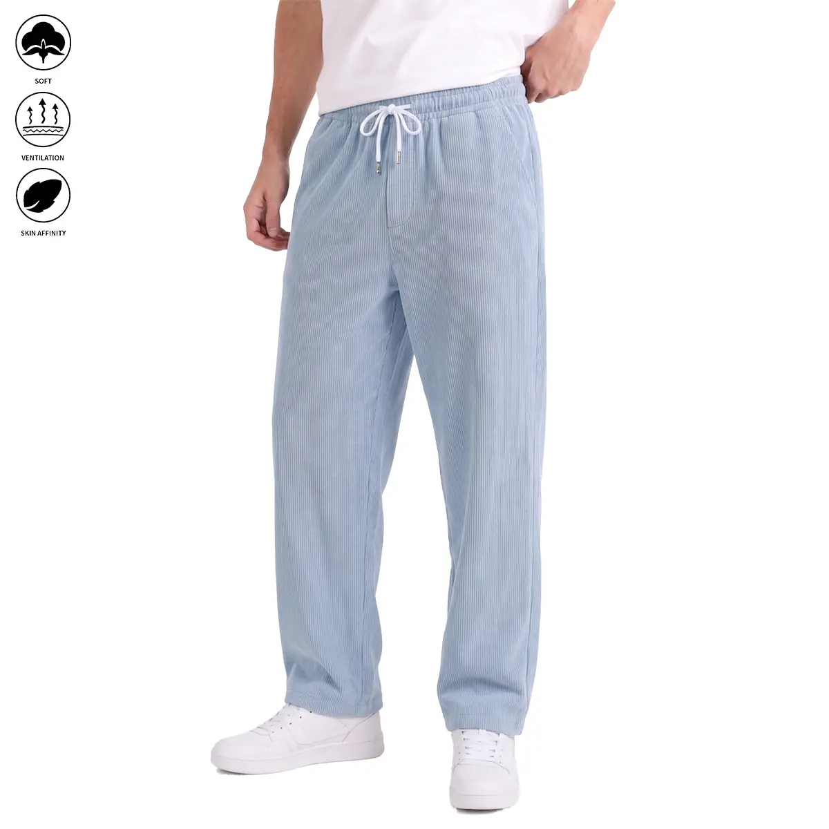 Solid Color Ice Silk Joggers for Men, Lightweight Breathable Cooling Trousers, Silky Soft Elastic Waist Pants for Home, Sleep, Yoga & Outdoor Activities