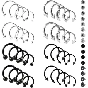 16G 14G Horseshoe Rings Surgical Steel Nose Septum Horseshoe Hoop Earring Eyebrow Tragus Lip Rings Daith Helix Piercing Jewelry for Women Men 6-12mm Smily Piercing Jewelry