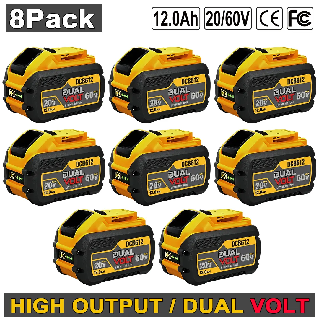 4-PACK forDewalt 12.0Ah 20V/60V MAX Lithium-ion Battery Pack DCB606 DCB609 DCB612 for Cordless Power Tools Rechargeable High Capacity