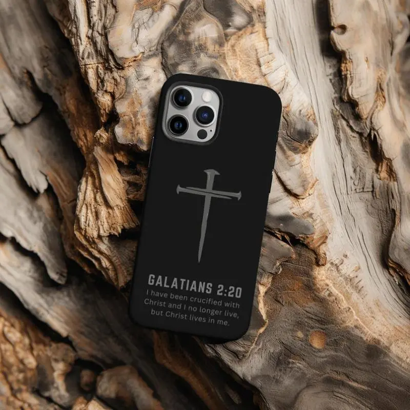 Bible Verse Phone Case with 3 Nail Cross Suitable for Iphone 11/12/13/14/15/16/17 Pro Promax Plus Air