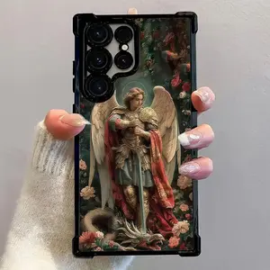 Winged Guardian Saint Phone Case, Luxury Designer Protection For iPhone/Samsung 17 16 15 14 12 11 X Pro Plus, Personalized Durable Accessories For Stylish Phone Users