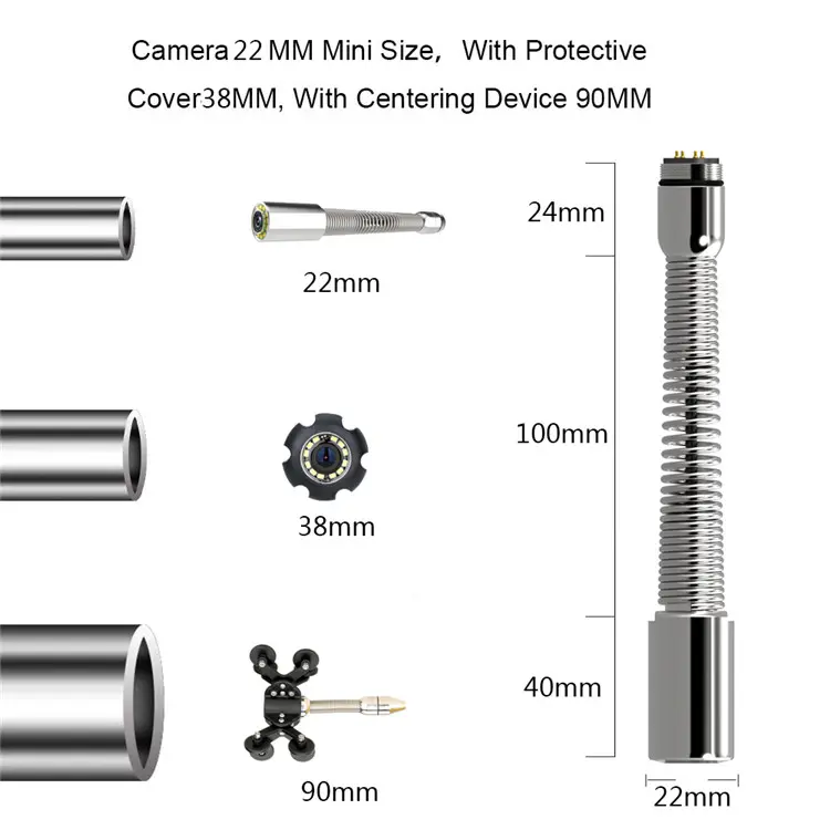 MAOTEWANG 23mm Pipe Inspection Camera Head - Sapphire Self-Leveling Video Head with Lens, 512Hz Sonde Transmitter, Metal Body, IP68 Waterproof Single Unit Locator for Underwater, Tank, Sewer Pipe Inspections