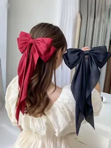 Youthful Satin Large Bow Hair Clips Set of 2, Sweet Cool Style, Gentle Style, Essential for Daily Commute Ol Look