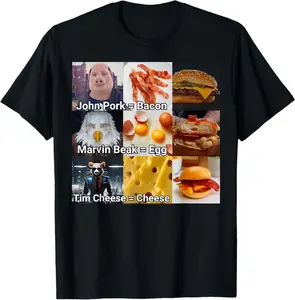 John Pork Marvin Beak Tim Cheese Funny Bacon Egg Cheese Meme T-Shirt