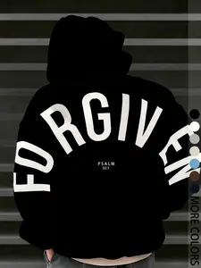 Unisex Hooded Sweatshirt with Letter Print Design, Fashion Streetwear Hip-Hop Casual Wear, Fall & Winter Fitted Style, Graphic Print Hoodie