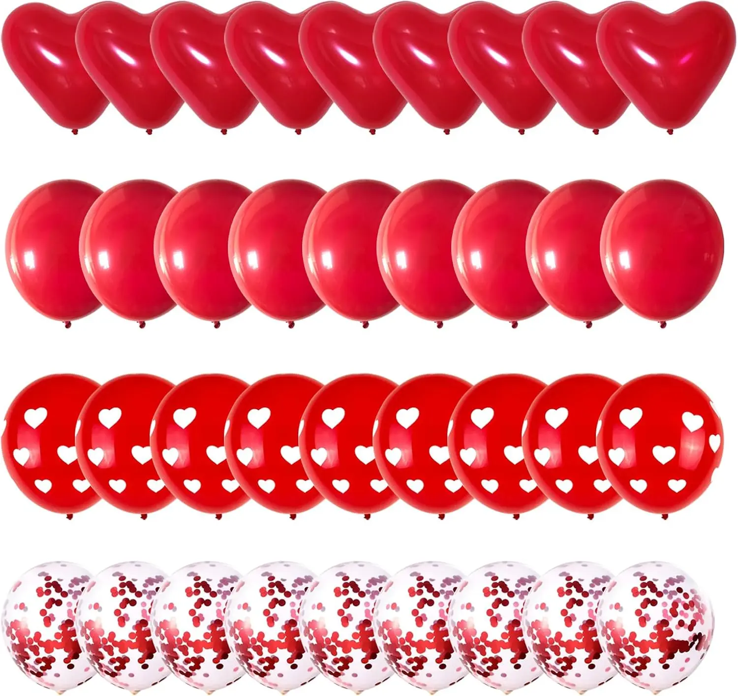 75 PCS Valentines Day Balloons with Red Heart Balloons and Printed Confetti Latex Balloons for Valentines, Proposal, Wedding Party Romantic Decorations