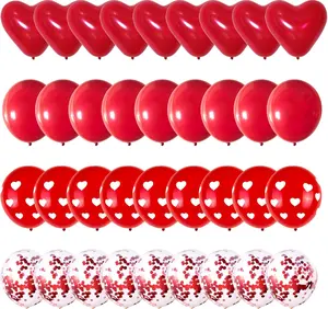 75 PCS Valentines Day Balloons with Red Heart Balloons and Printed Confetti Latex Balloons for Valentines, Proposal, Wedding Party Romantic Decorations