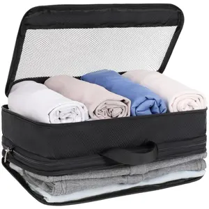 Cambond Double Sided Expandable Packing Cubes - Separate Clean and Dirty Clothes with See-Through Mesh Compression for Efficient Packing