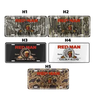 Vintage Red Man Chewing Toobaccoo License Plate Americas in Old School Camo Bottomland White Black Hunting, Farm Life, Car Accessories, 12 x 6 Aluminum Material