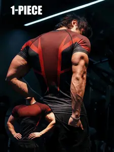 Men's Gothic Fitness T-Shirt, Running & Training Shirt with Cool Print, High Stretch & Soft, Tight-Fitting Cycling Shirt, Ideal for Daily Wear, Gym, and Outdoor Activities, 2026 New, Gym Tees, Athletic Tops, Athletic Clothes, Fitted Sportswear