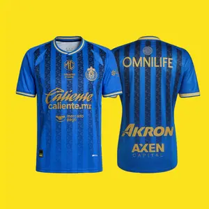25 26 Chivas de Guadalajara 3rd Away Soccer Jersey Mexico LIGA MX Fans Version Short Sleeve Jersey Quick Dry Football Jersey Blue Quick-Dry