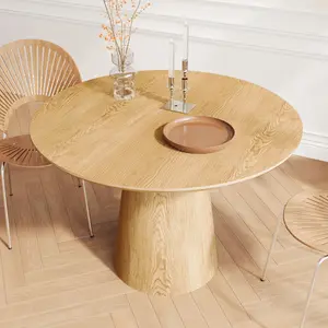 43 inch Wooden circular dining table, modern minimalist round table, MDF colored table,