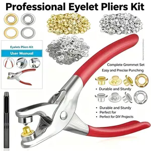 One-Piece Snap Fastener Kit, 1/4 Inch 6mm Tool, Sewing Tools, Metal Eyelet with Grommet, Portable Buckle Hand Press Set for Leather Belts Shoes Fabric