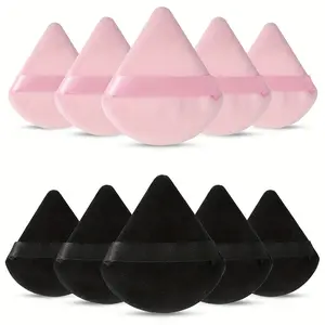Pimoys 10Pcs Triangle Powder Puff, Soft Velour Face Makeup Sponge for Loose Powder