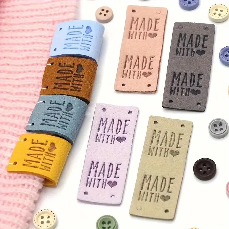 Random Color Handmade Sewing Label, 20pcs/set DIY Microfiber Leather Label, Decorative Label for Gloves, Scarves, Hats, DIY Accessories