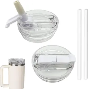 40 oz Detachable Flip Straw Pro Lid Replacement for  Quencher and ProTour2025  Leak Proof LidsNo Spill Dust-proof Tumbler   for 40oz  Accessories (White, 40oz)