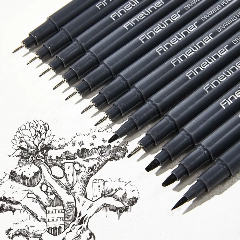 Fine Liner Drawing Pen Set, Waterproof Ink Pens with Multiple Nib Sizes for Sketching & Calligraphy, Ideal Supplies for Art Students, Artistic Tools, Art School Supplies, Crafts Art Supplies, Art Materials