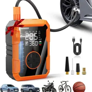 Portable Tire Inflator Air Compressor, Digital Pressure Gauge & LED Light, Multi-Adapter Design for Cars Motorcycles Bikes & More, Car Tire Pump