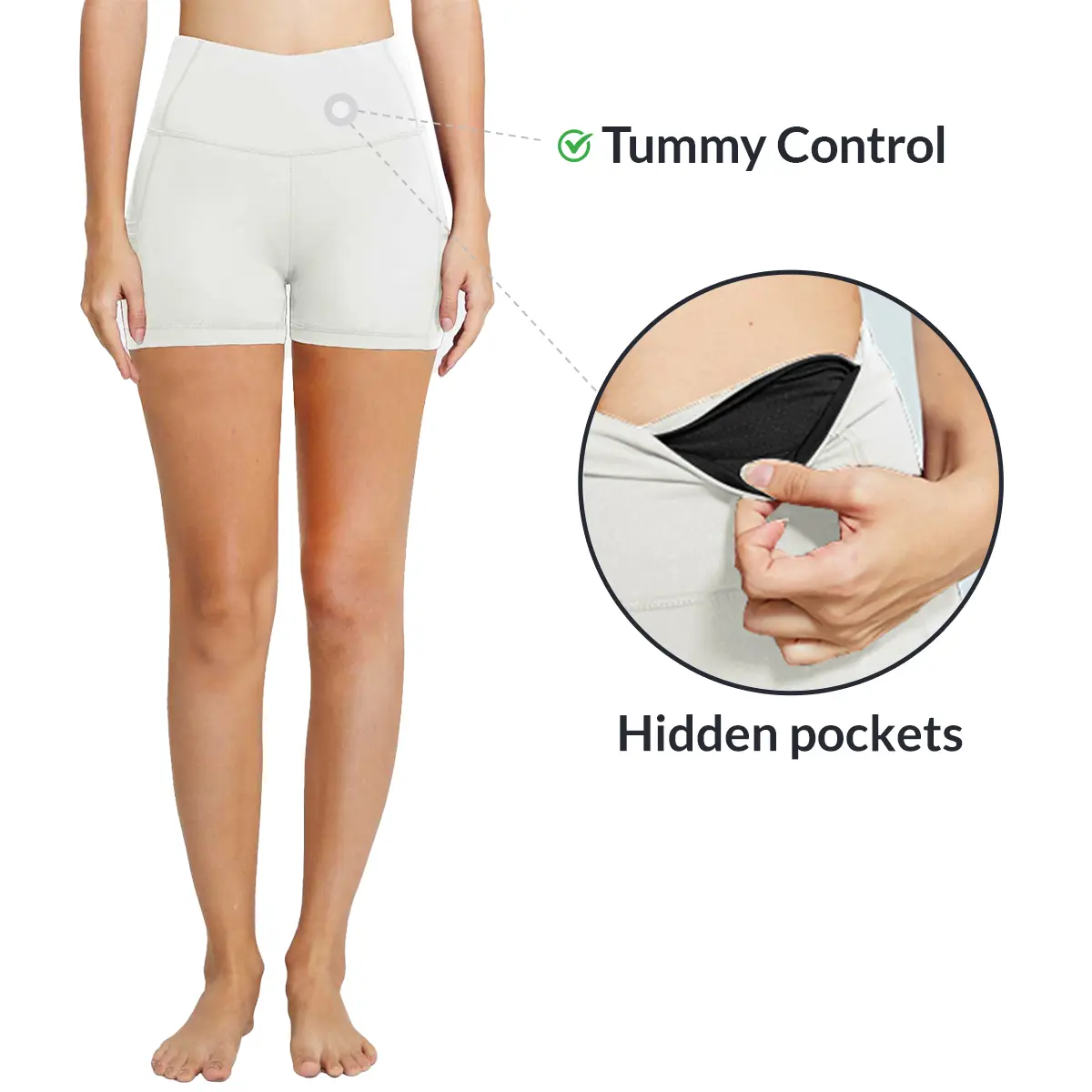 baleaf Women's 5" High Waist Biker Shorts with Pockets, Tummy Control Compression Spandex for All-Day Performance Yoga & Running, Female, Body Shaping Women's Sports Shorts