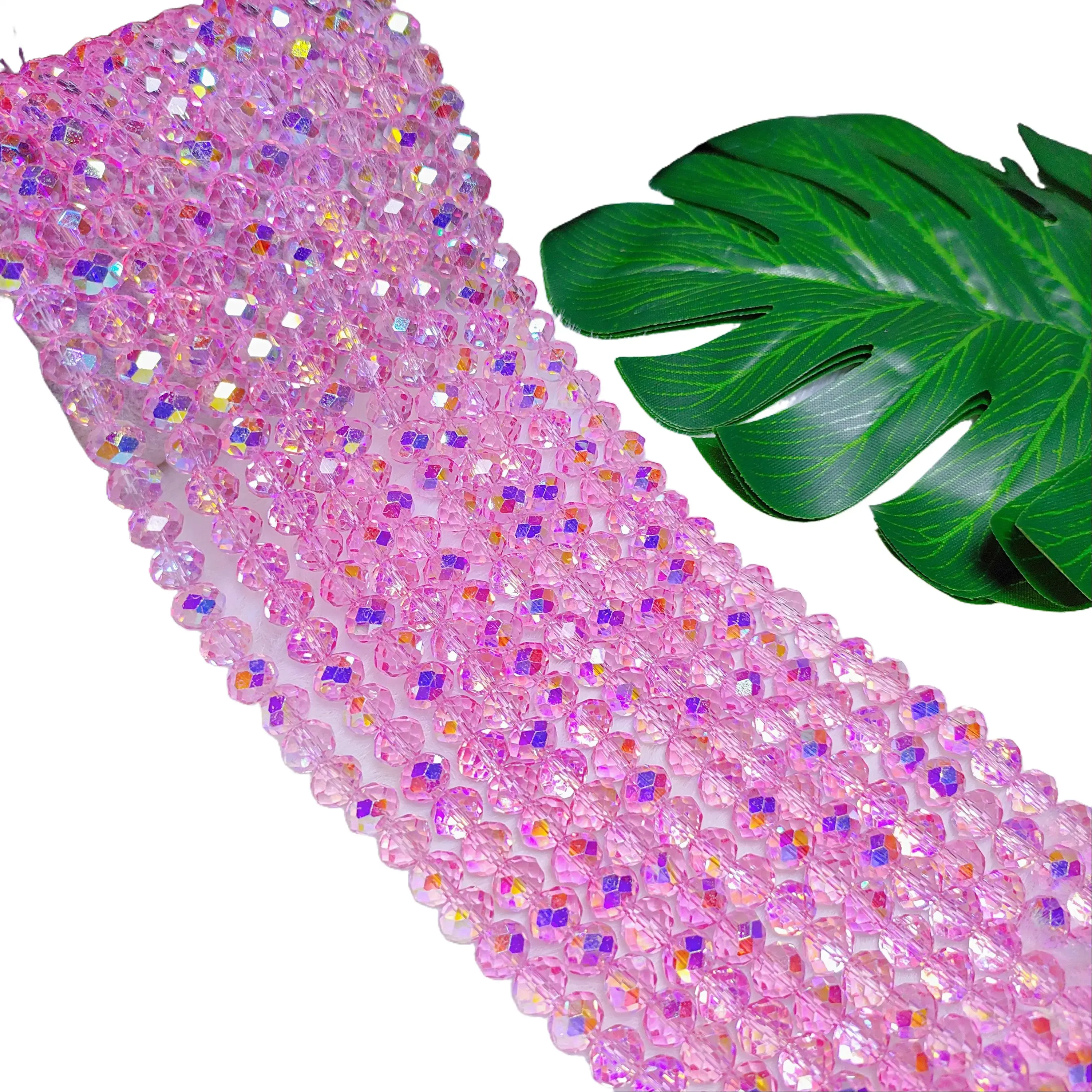 [US shipping] 8mm K9 crystal glass flat beads 60pcs per strand for DIY bracelet & necklace & keychain accessories