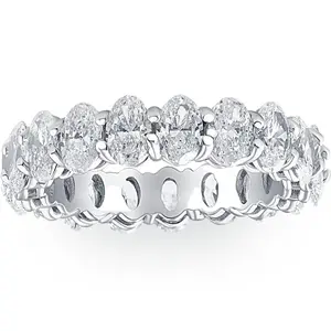 6 1/2 Ct Oval Lab Grown Diamond Eternity Ring Womens Wedding Band White Gold
