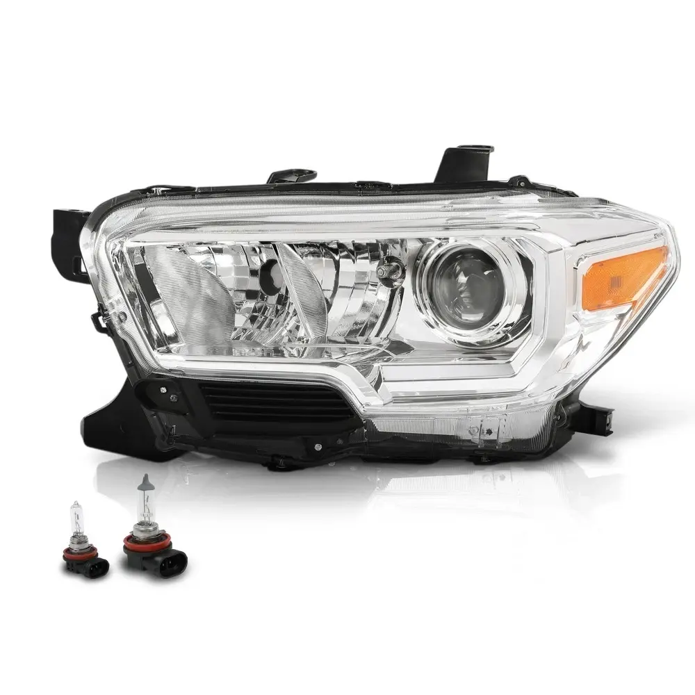 Automotive Headlight Assembly - Right Side Truck Headlight for 2019-2023 Toyota Tacoma, Plug-and-Play Plastic Lens Replacement Part (Without LEDs, w/o DRL & Fog Light), Single Unit with Illumination Function
