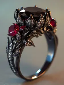 Women's Gothic Floral Zircon Ring, Wedding Engagement Party Jewelry Gift, 1pcs Trendy Ladies Accessory, Trendy Jewellery Accessories, Floral Design, Gothic Aesthetic, All Seasons