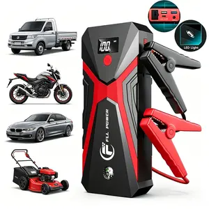 6-in-1 portable car battery jump starter with enhanced battery functions and USB input/output ports; reliable power supply for road emergencies; portable wireless car jump starter.